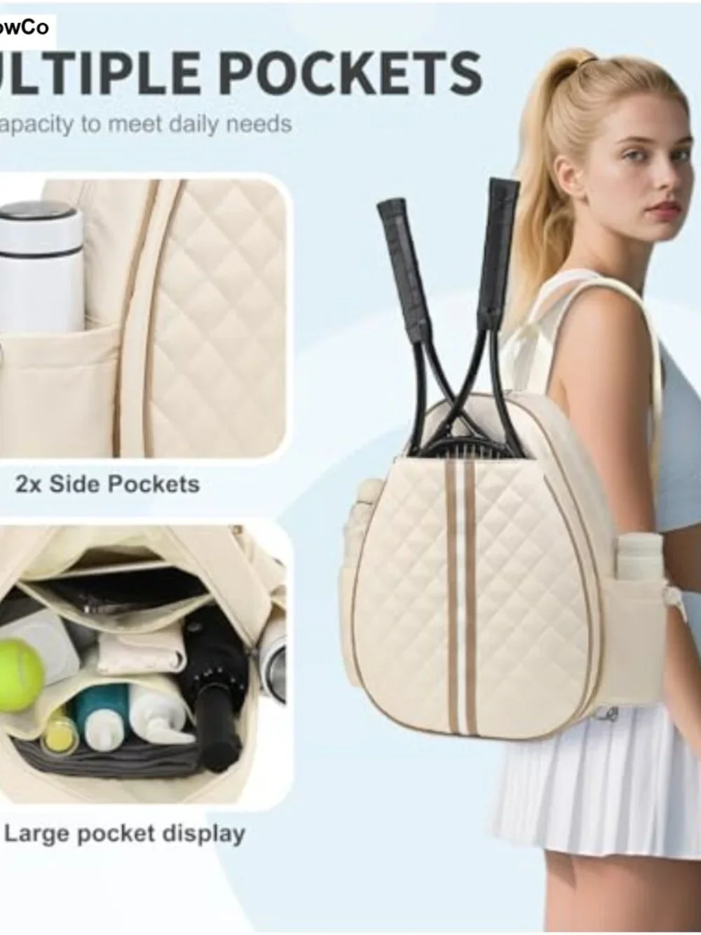 Tennis Racquet Sling Backpack Shoulder Bag Convertible Crossbody Sport
